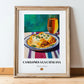 Canelones a la Catalana – Art, Spanish Pasta Wall Painting, in wooden frame leaning on the floor