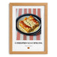 Canelones a la Catalana – on Striped Tablecloth, Spanish Pasta Still Life, set in oak frame