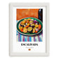 Escalivada – Colorful Oil Painting, Spanish Food Still Life, placed in minimal white frame