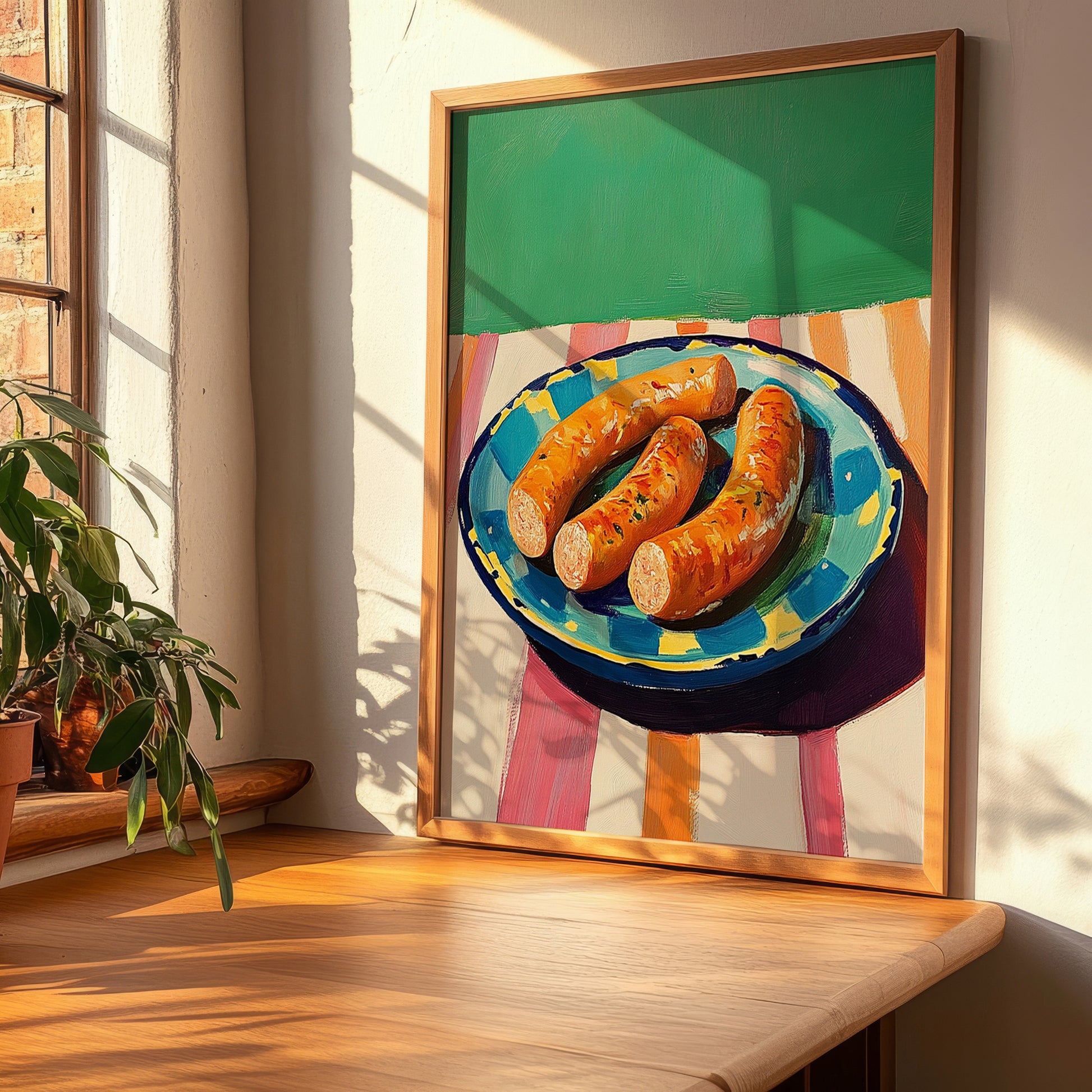 Chistorra – Oil Painting, Spanish Food Illustration, clean layout with no caption