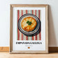 Empanada Gallega – on Striped Tablecloth, Spanish Pastry Painting, in wooden frame leaning on the floor