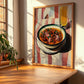 Callos a la Madrileña – on Striped Tablecloth, Spanish Food Illustration, clean layout with no caption