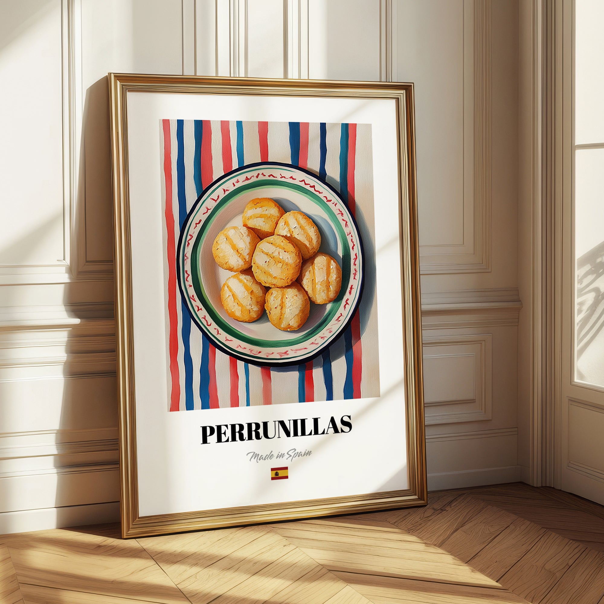 Perrunillas – on Striped Tablecloth, Spanish Dessert Wall Decor 