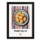 Perrunillas – on Striped Tablecloth, Spanish Dessert Wall Decor, in sleek black frame