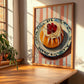 Baba au Rhum – on Striped Tablecloth, French French Dessert Still Life, clean layout with no caption