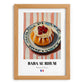 Baba au Rhum – on Striped Tablecloth, French French Dessert Still Life, set in oak frame
