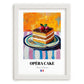 Opéra Cake – Colorful Oil Painting, French French Dessert Painting, placed in minimal white frame