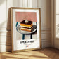 Opéra Cake – on Striped Tablecloth, French French Dessert Still Life 