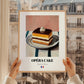 Opéra Cake – on Striped Tablecloth, French French Dessert Still Life, styled in a charming Paris street view