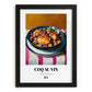 Coq au Vin – Art, French Food Wall Decor, in sleek black frame