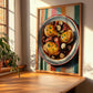 Coq au Vin – on Striped Tablecloth, French Food Poster, clean layout with no caption