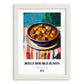 Bœuf Bourguignon – Colorful Oil Painting, French Food Art, placed in minimal white frame