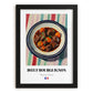 Bœuf Bourguignon – on Striped Tablecloth, French Food Wall Decor, in sleek black frame