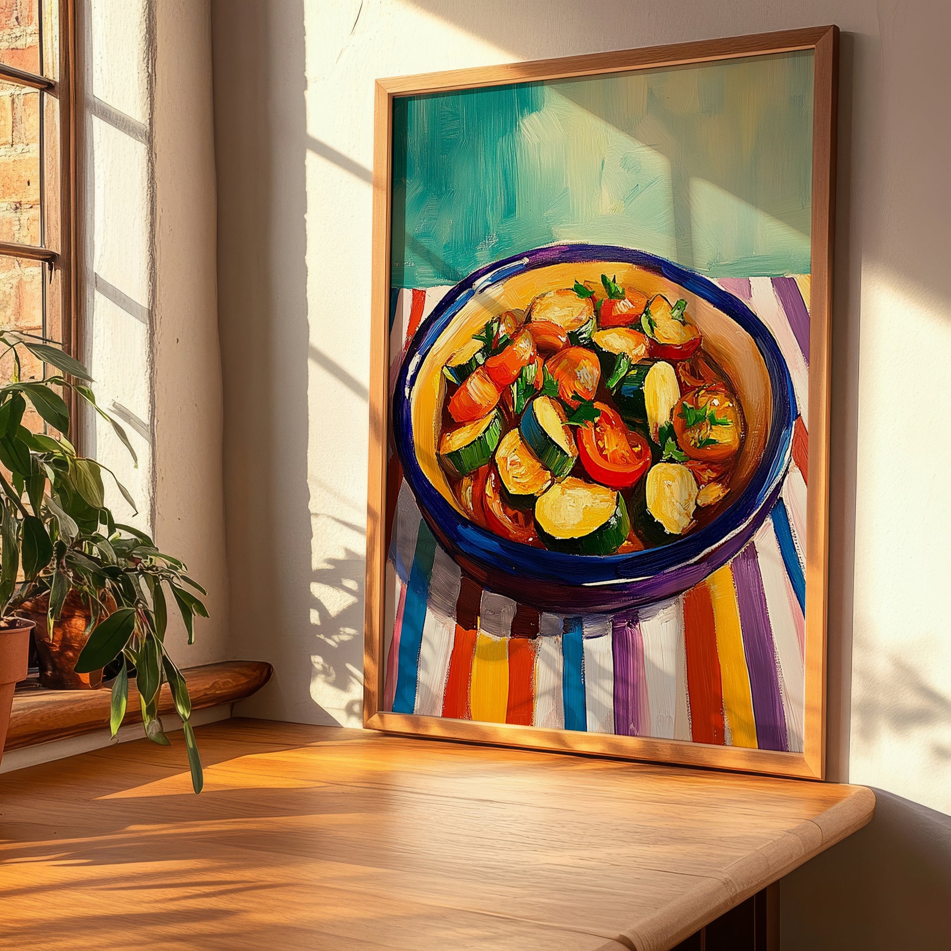 Ratatouille – Oil Painting, French Food Still Life, clean layout with no caption