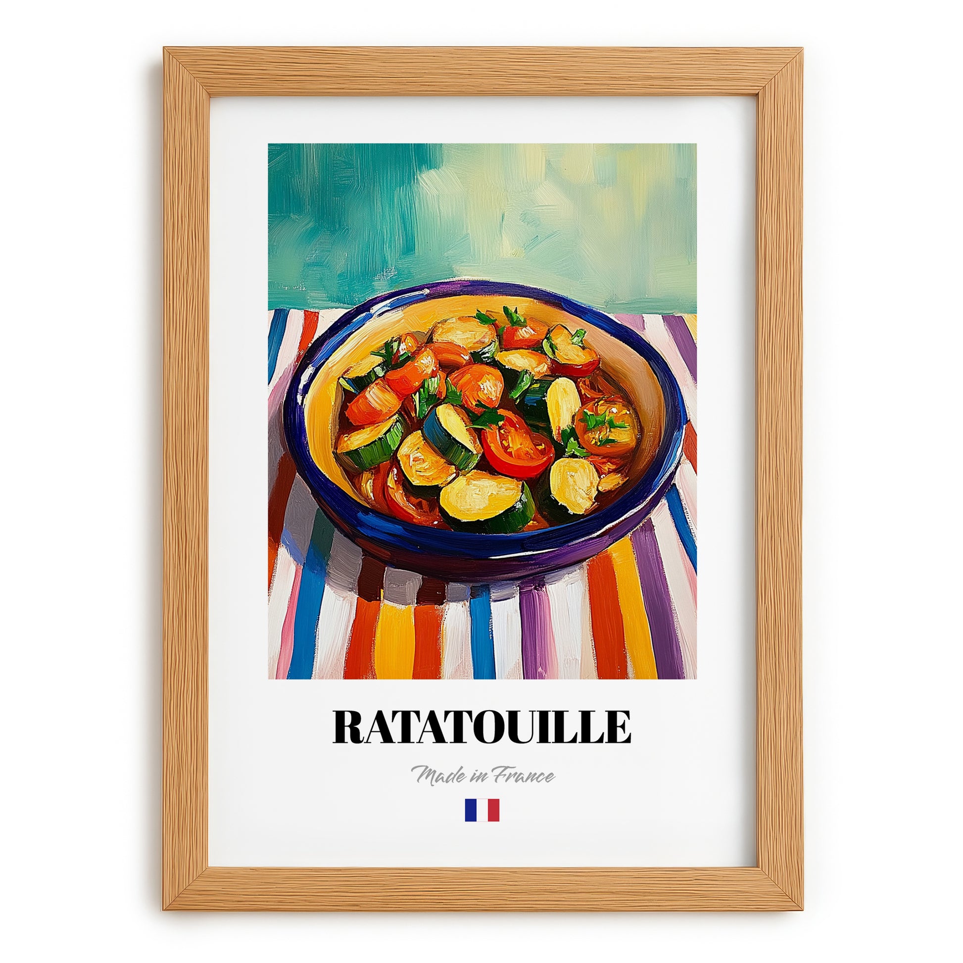 Ratatouille – Oil Painting, French Food Still Life, set in oak frame