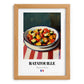 Ratatouille – on Striped Tablecloth, French Food Wall Art, set in oak frame