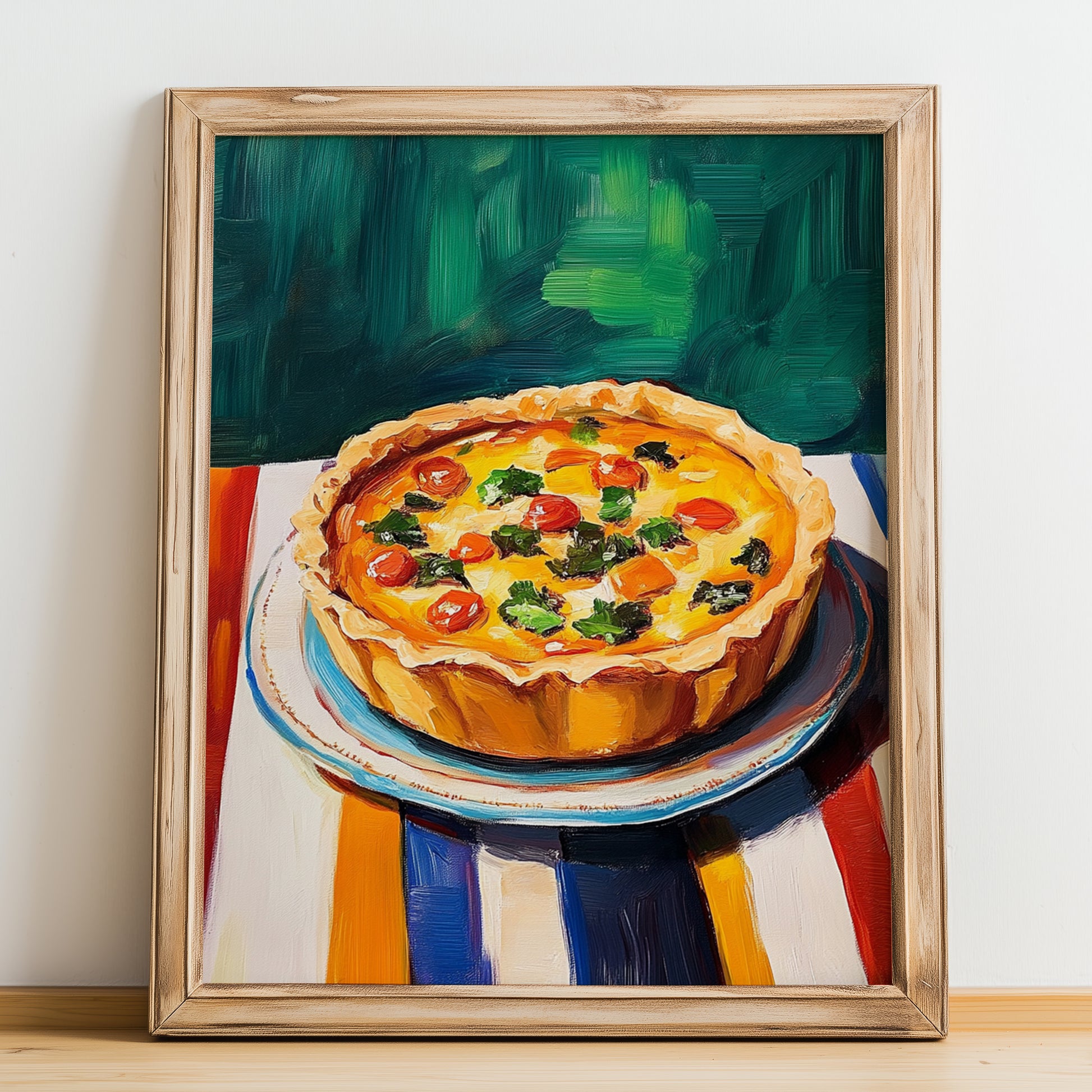 Quiche Lorraine – Art, French Pastry Wall Art, no-text version framed in wood