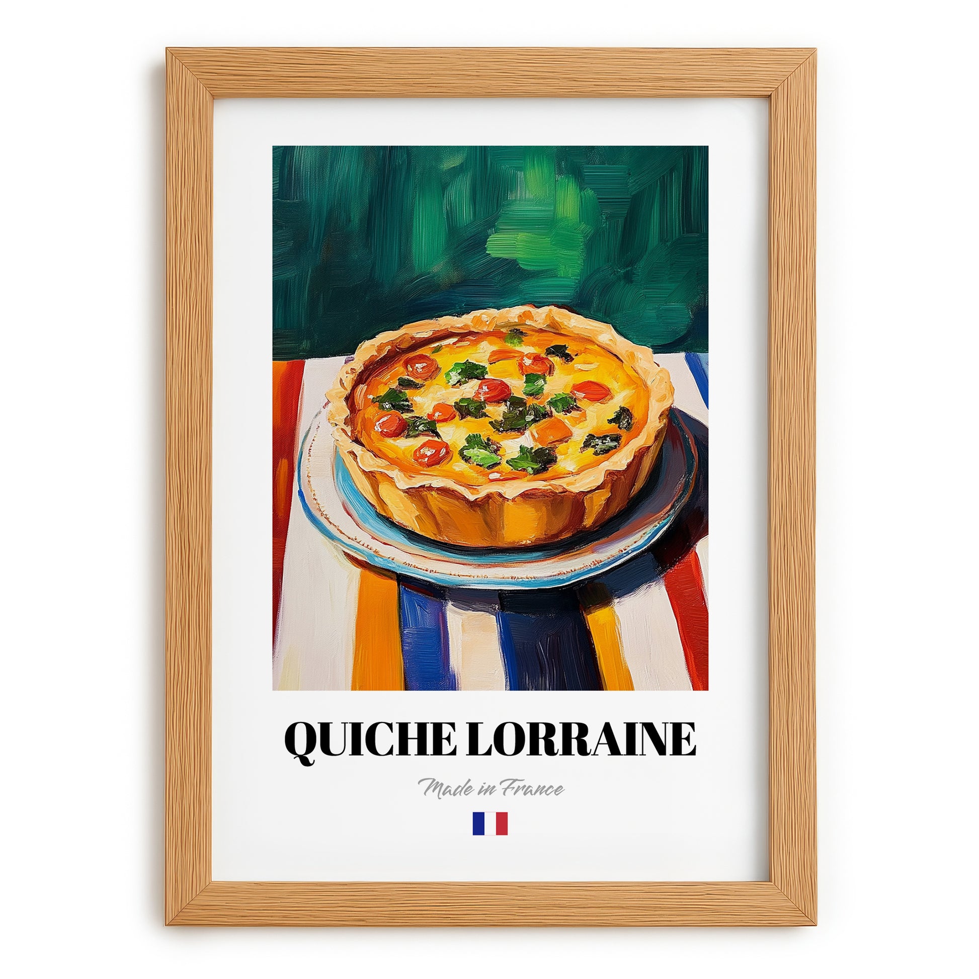 Quiche Lorraine – Art, French Pastry Wall Art, set in oak frame