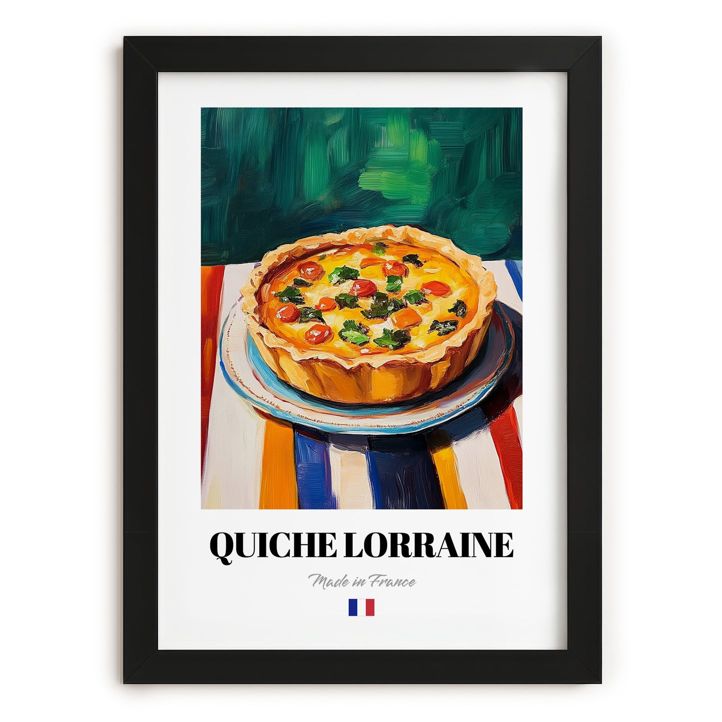 Quiche Lorraine – Art, French Pastry Wall Art, in sleek black frame