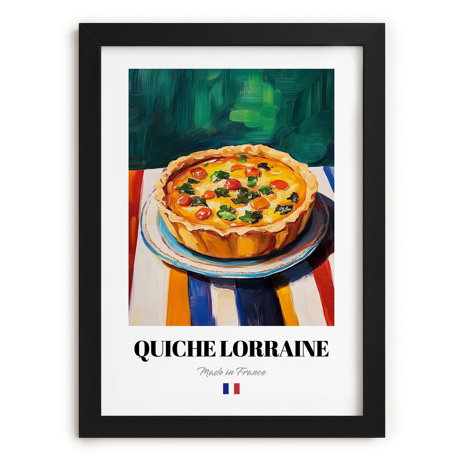 Quiche Lorraine – Art, French Pastry Wall Art, in sleek black frame