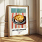 Quiche Lorraine – on Striped Tablecloth, French Pastry Painting 