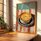 Quiche Lorraine – on Striped Tablecloth, French Pastry Painting, clean layout with no caption