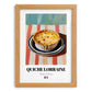 Quiche Lorraine – on Striped Tablecloth, French Pastry Painting, set in oak frame