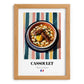 Cassoulet – on Striped Tablecloth, French Food Painting, set in oak frame