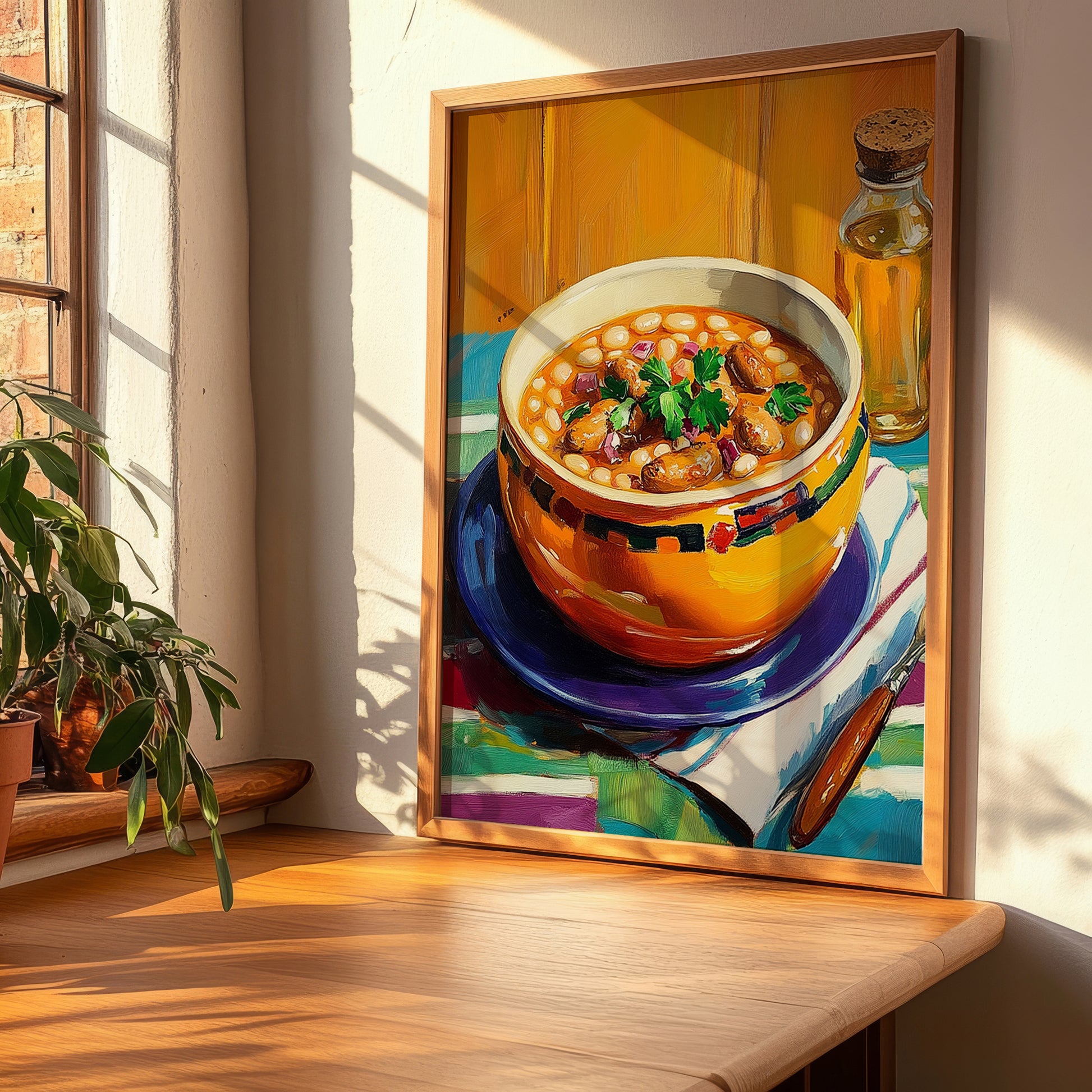 Cassoulet – Oil Painting, French Food Still Life, clean layout with no caption