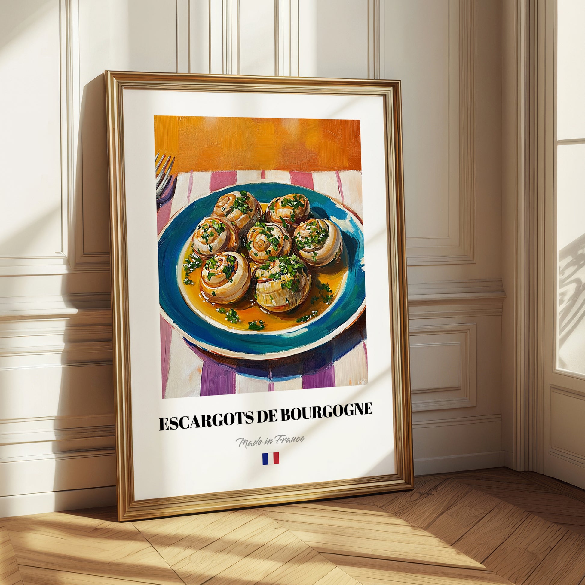 Escargots de Bourgogne – Colorful Oil Painting, French Food Painting