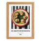 Escargots de Bourgogne – on Striped Tablecloth, French Food Wall Decor, set in oak frame