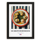 Escargots de Bourgogne – on Striped Tablecloth, French Food Wall Decor, in sleek black frame