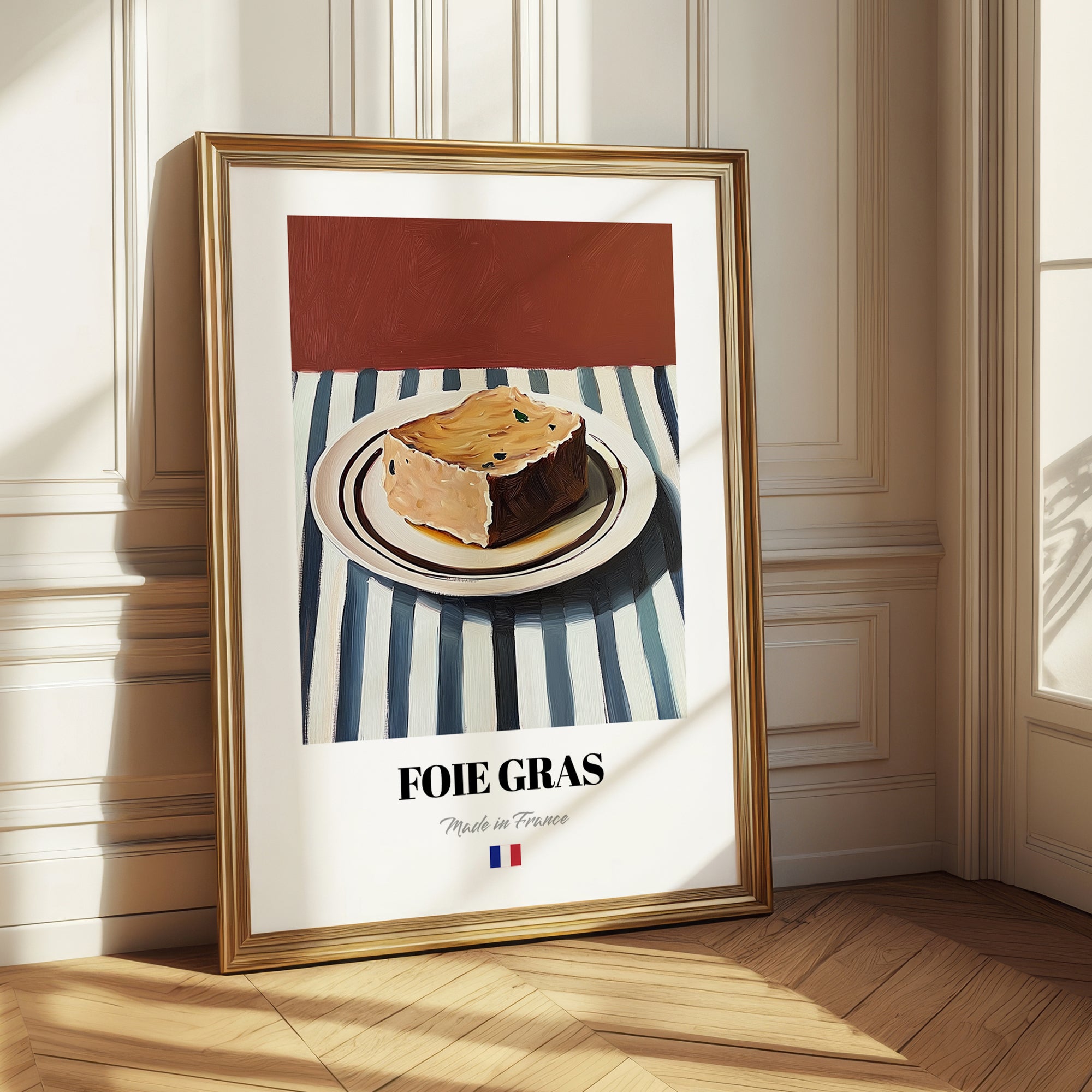 Foie Gras – on Striped Tablecloth, French Food Wall Decor