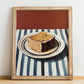 Foie Gras – on Striped Tablecloth, French Food Wall Decor, no-text version framed in wood