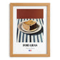 Foie Gras – on Striped Tablecloth, French Food Wall Decor, set in oak frame