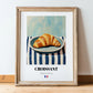Croissant – Art, French French Pastry Still Life, in wooden frame leaning on the floor