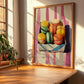 Macarons – on Striped Tablecloth, French French Dessert Still Life, clean layout with no caption