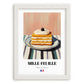 Mille-Feuille – on Striped Tablecloth, French French Pastry Illustration, placed in minimal white frame