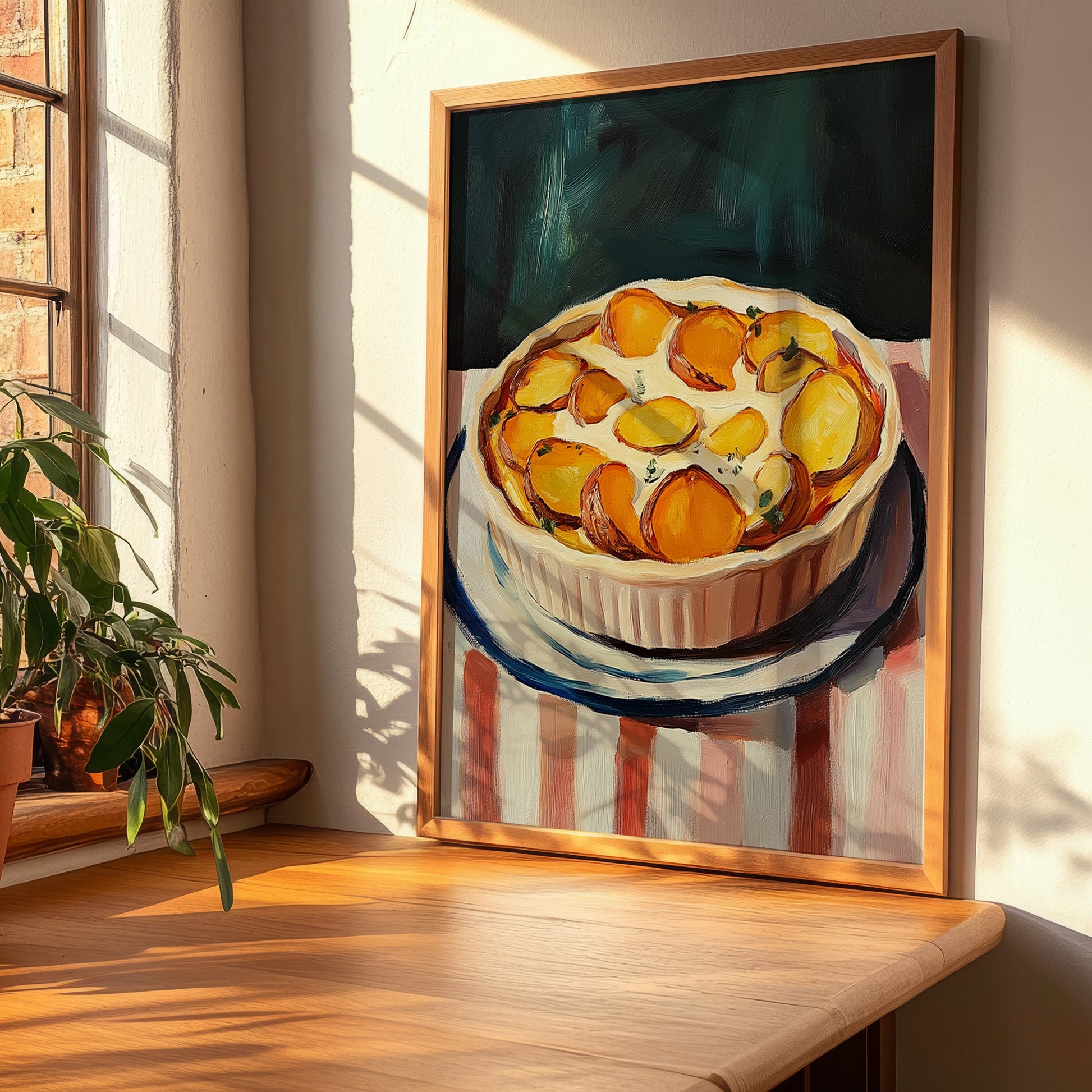 Gratin Dauphinois – Oil Painting, French Food Painting, clean layout with no caption