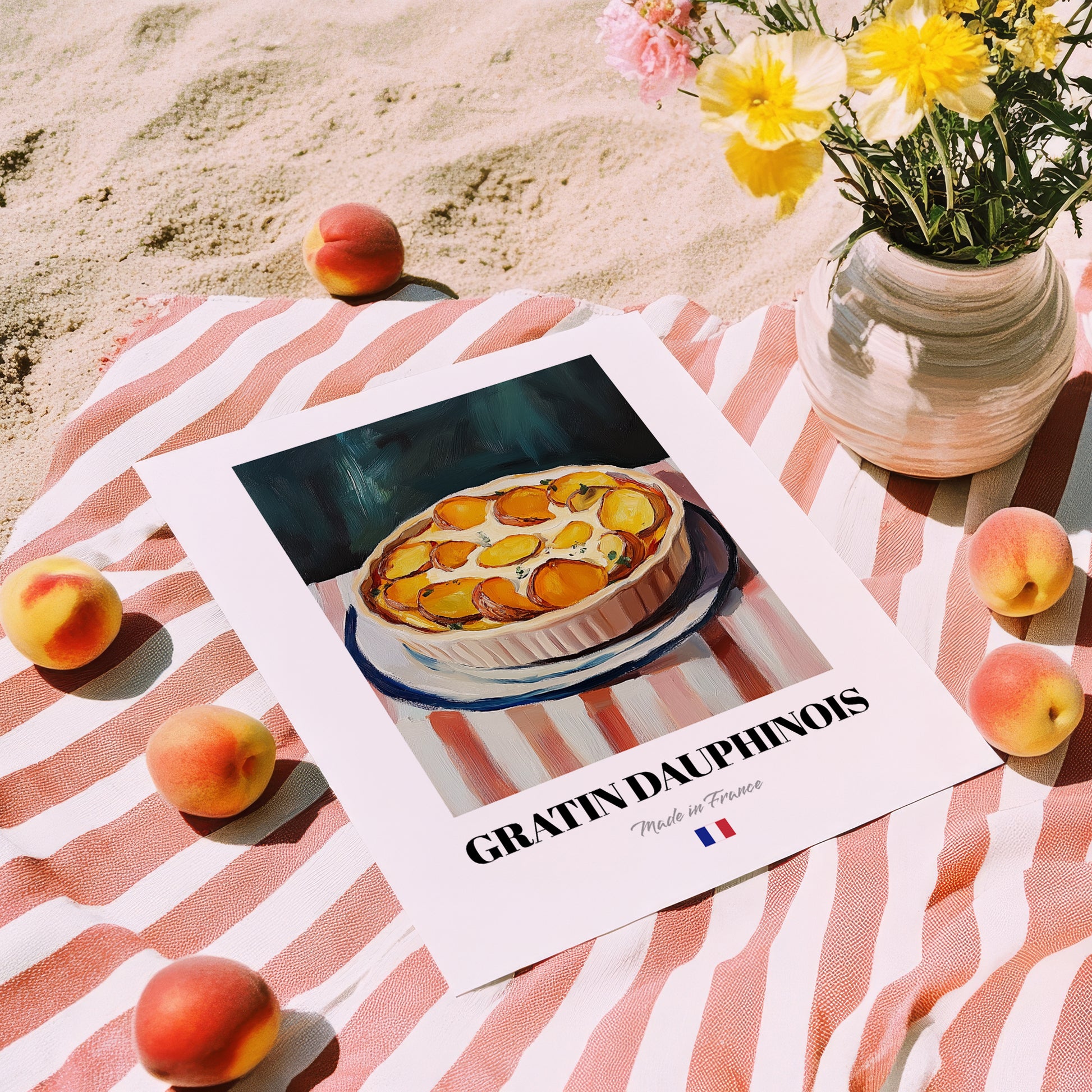 Gratin Dauphinois – Oil Painting, French Food Painting, unframed on coastal sand