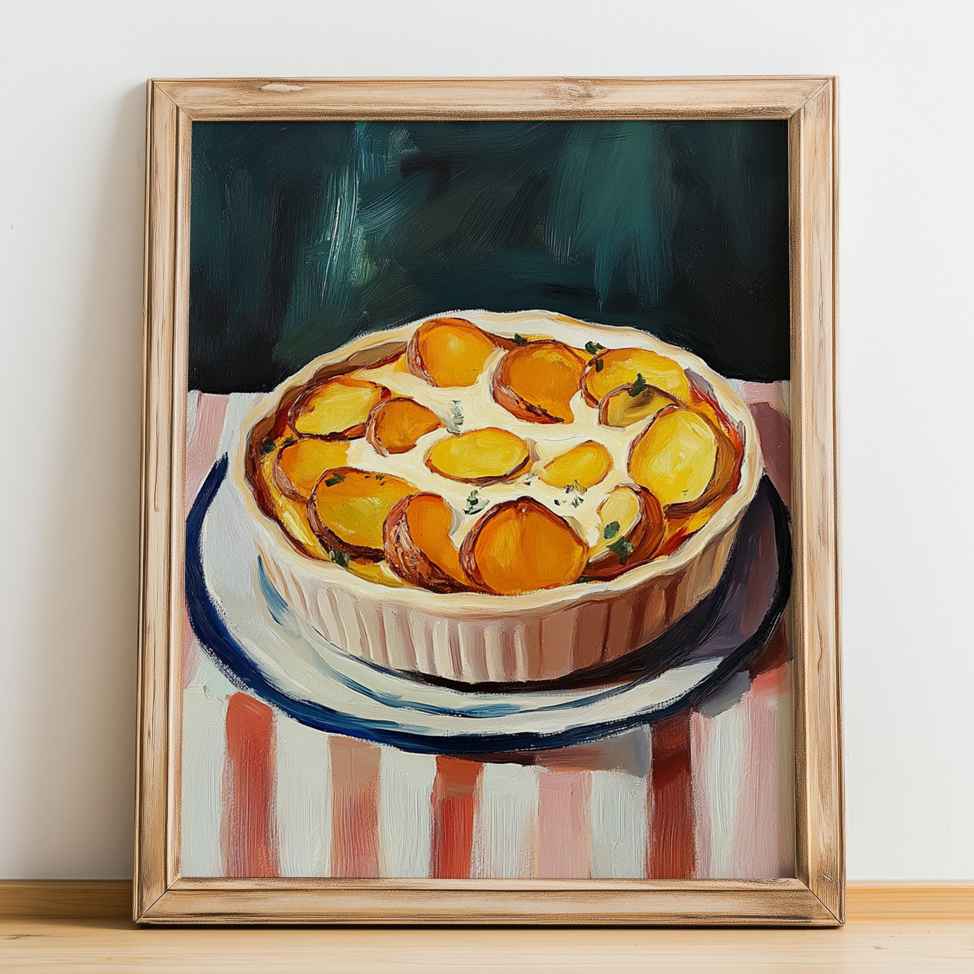 Gratin Dauphinois – Oil Painting, French Food Painting, no-text version framed in wood