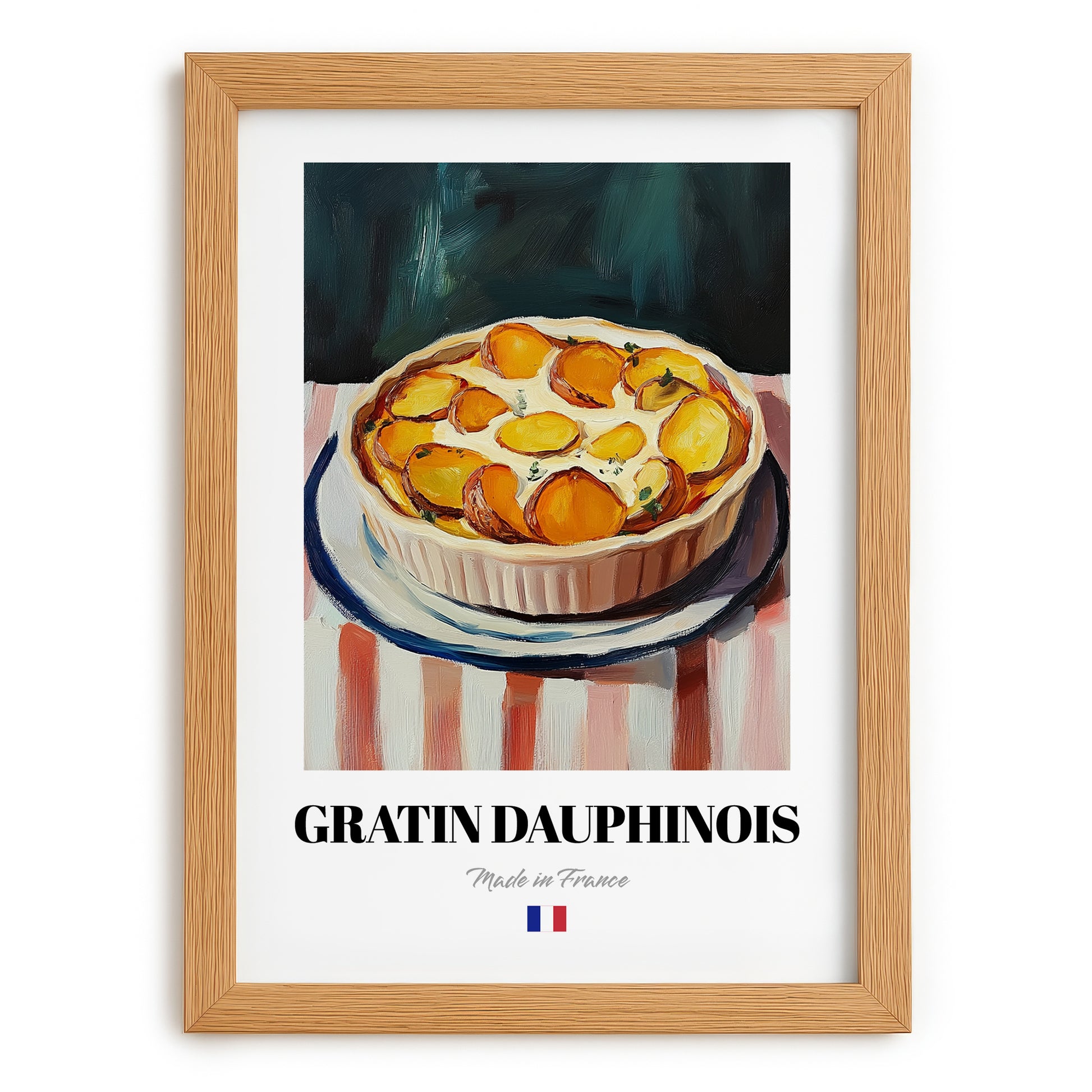 Gratin Dauphinois – Oil Painting, French Food Painting, set in oak frame
