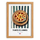 Tarte Flambée – on Striped Tablecloth, French Pastry Painting, set in oak frame