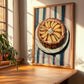 Tarte aux Pommes – on Striped Tablecloth, French French Dessert Wall Decor, clean layout with no caption
