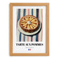 Tarte aux Pommes – on Striped Tablecloth, French French Dessert Wall Decor, set in oak frame