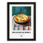 Brandade de Morue – on Striped Tablecloth, French Food Painting, in sleek black frame
