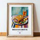 Bœuf en Croûte – Art, French Food Still Life, in wooden frame leaning on the floor