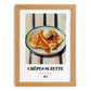 Crêpes Suzette – on Striped Tablecloth, French French Dessert Wall Decor, set in oak frame