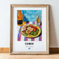 Gyros – Colorful Oil Painting, Greek Food Poster, in wooden frame leaning on the floor