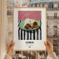 Gyros – on Striped Tablecloth, Greek Food Painting, styled in a charming Paris street view